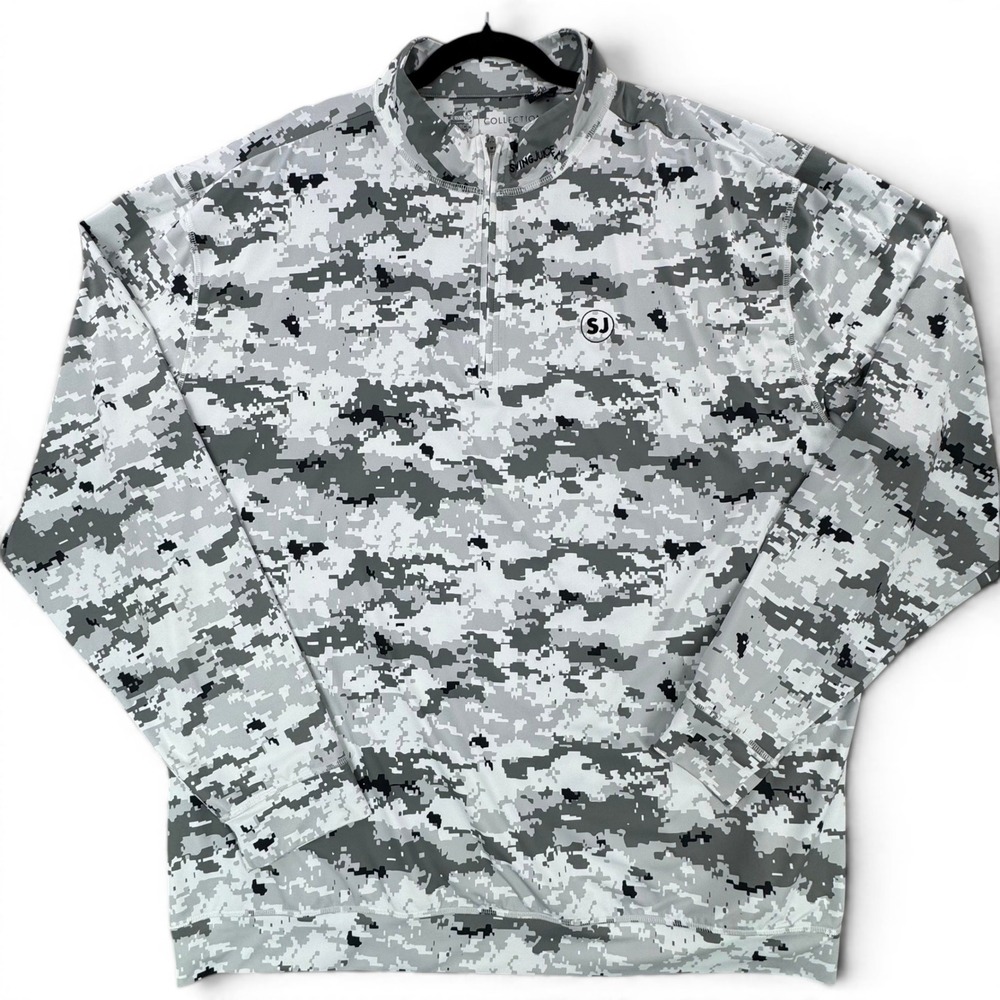 Swing Juice Mens 3XL Digital Camo 1/4 Zip Pullover Grey White IS46005 SJ Logo
